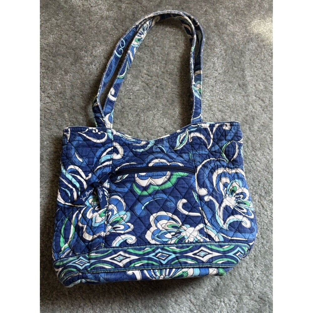 Vera Bradley Purse Mediterranean Blue Medium Tote  Zip Closure Pockets